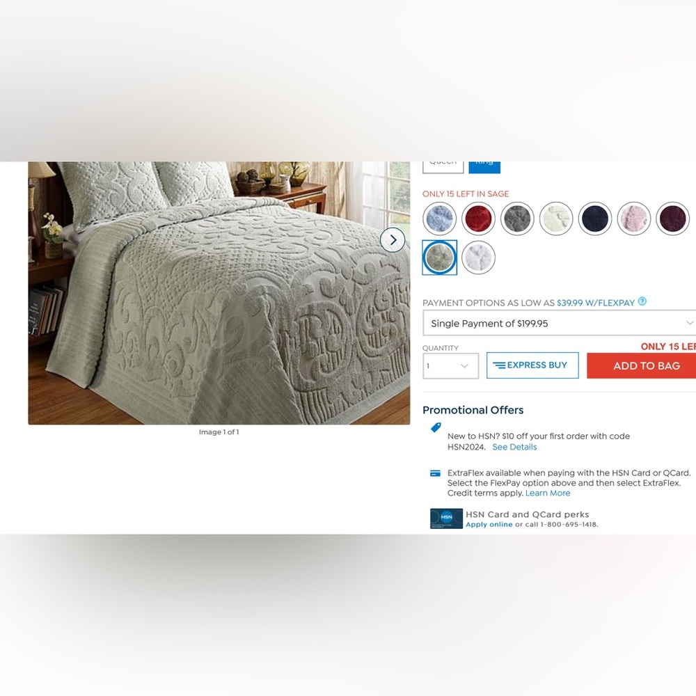 Bedspread king High end tufted cotton Bedspread sage